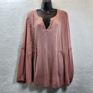 J Jill Womens 3X Rose Boho Tunic Top Coquette Flowy Peasant Prairie Flattering